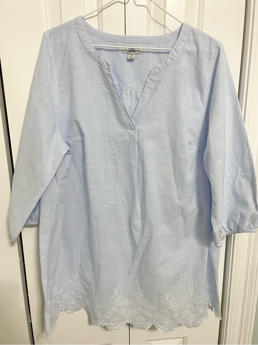 croft & barrow Light Blue Embroidered Tunic Top